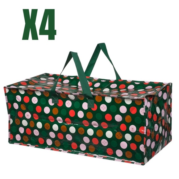 🍒🍒 4 Holiday Themed Polka Dot Storage Bags 13 ¾x28 ¾x11 ¾ "/20 gallon - Picture 1 of 3